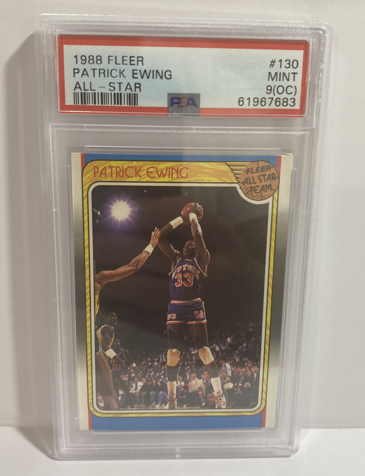 NBA Card 1988 FLEER PATRICK EWING #130 ALL-STAR NEW YORK KNICKS HOF PSA 9 MINT