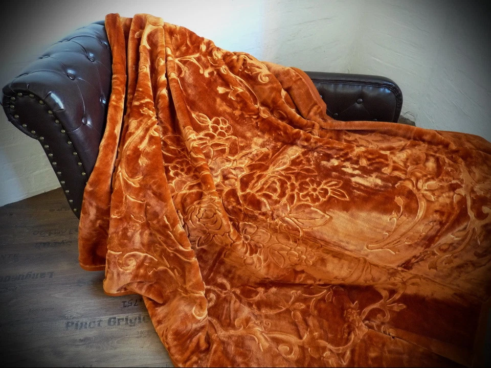 XXL luxury cozy blanket bedspread throw blanket plaid bronze 200x240 cm