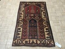 3x5 AUTHENTIC VINTAGE AFGHAN BALOUCH PRAYER RUG - 100 WOOL HAND MADE ORIENTAL