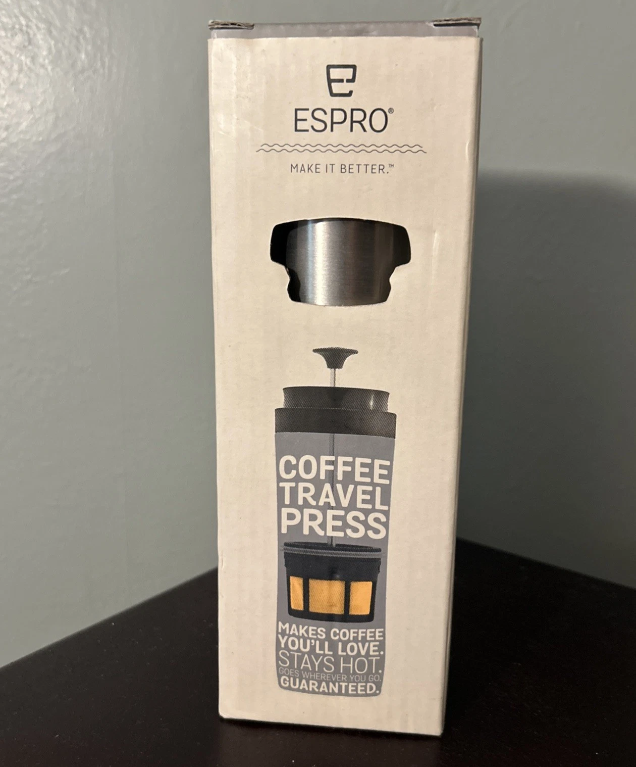 Espro Coffee Travel French Press NEW IN BOX Brews 10 oz Brushed Stainless Steel