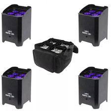 LEDJ Rapid QB1 HEX IP LED Par x4 with Padded Gear Bag Bundle