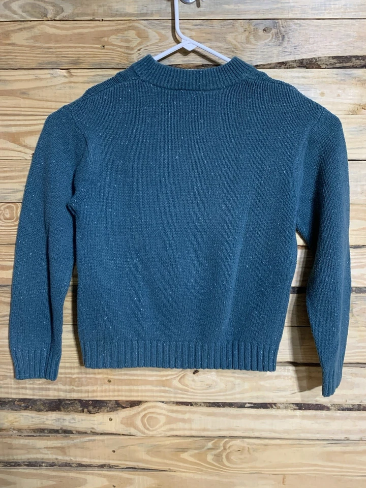 Antigo Suéter de Mistura de Lã Irvine Park Azul-petróleo Feito no Reino Unido Gola de Botões Masculino Médio - Imagem 2 de 4