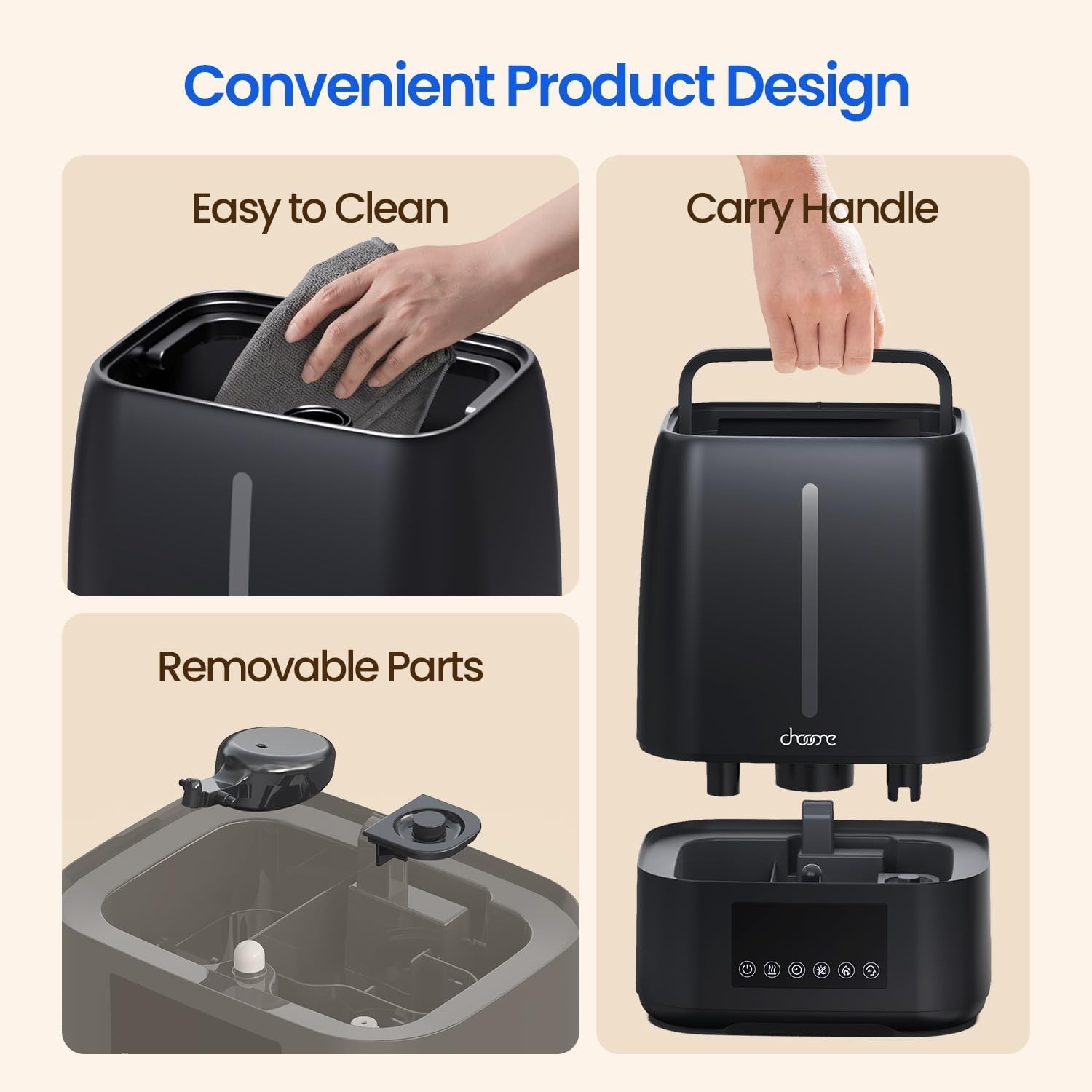 6L Black Ultrasonic Humidifier - Perfect for Bedrooms, Babies & Yoga Rooms