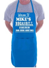 Personalised Apron Welcome To Any Name BBQ & Grill Birthday Fathers Day Gift