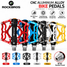 ROCKBROS Bike Pedals 9/16" Aluminum Alloy Flat MTB 2 Sealed Bearings Anti-Slip