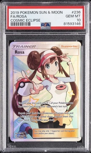 2019 POKEMON SUN & MOON COSMIC ECLIPSE #236 FULL ART/ROSA PSA 10