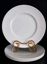 VTG 4 Spode England "Mansard" - 10 1/2" OFF WHITE Embossed Rim Dinner Plates
