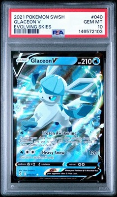 Glaceon V 040/203 SWSH07: Evolving Skies Holo PSA 10 GEM MINT!! | eBay