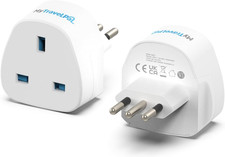 2 Pack Mytravelpal® UK to Italy Travel Plug Adapter - Type L for Italy, Chile, V