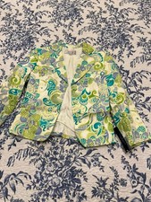 NWT Tahari Arthur S Levine Paisley Blazer Jacket Green Blue White Size 6