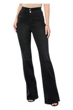 DG2 by Diane Gilman Women's Stretch Denim Welt Pocket Flare Jean Black