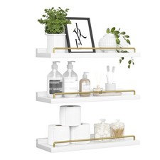 Floating Shelves for Wall Decor, White and Gold Shelves for Bathroom, Living ...
