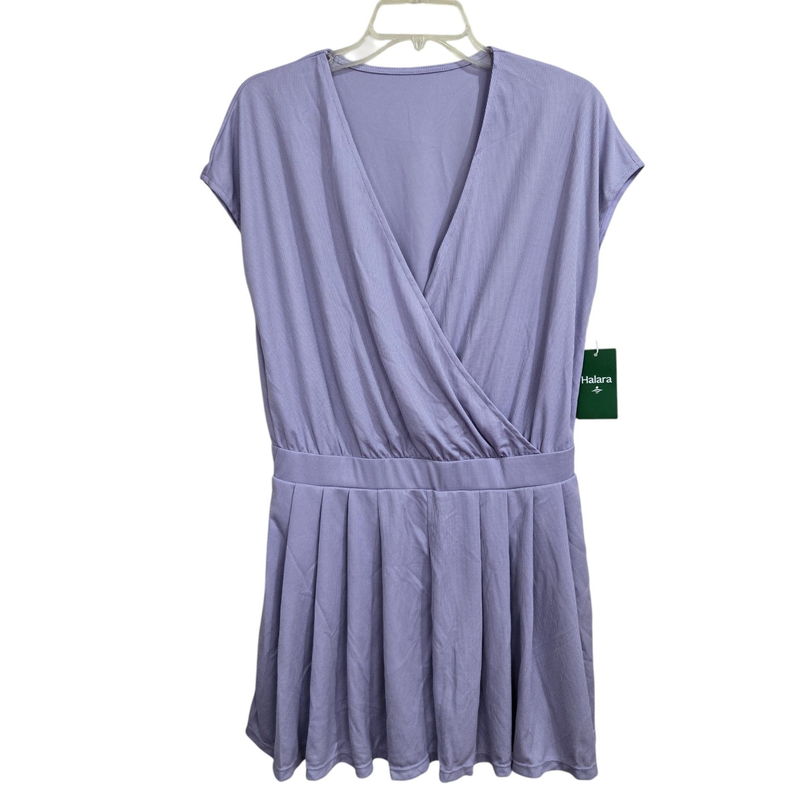 Halara Romper Womens Size L Lavender Waffle Knit Surplice Tenniscore Jumper NEW-image