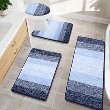 Bathroom Rugs Sets 4 Piece, Soft Absorbent Microfiber Bath Rugs with U-Shaped