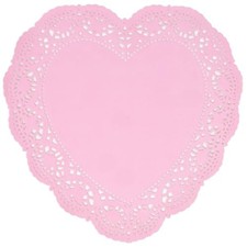 50 Pcs 10 Inch Valentine Heart Doilies Cutouts Paper Lace Doily Pink Craft