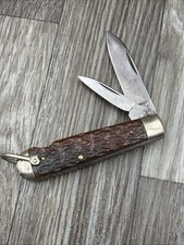 Vintage Utica Cuterly Co 2 Blade Folding Pocket Knife Easy Open USA RogersBone