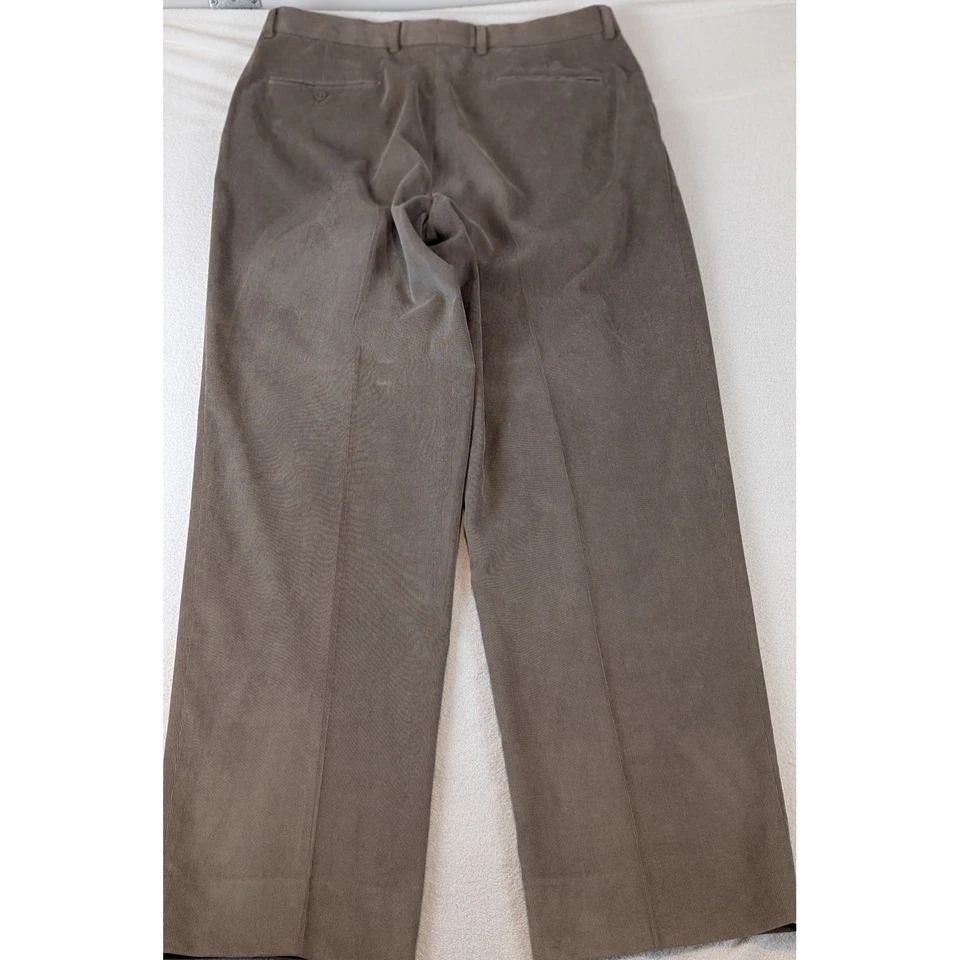 Linea Naturale Mens Crushed Corduroy Beige Pants Pleated Dress Trousers 34x32 - Image 3 of 4