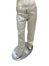 120 % Lino Silver Metallic Pants 42