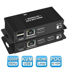 4K 60Hz HDMI KVM Extender over Ethernet Cat5e/6 USB POC Cable HDMI Loop Extender