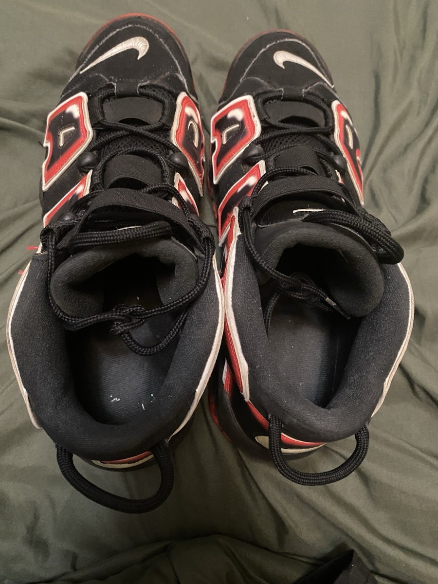 Nike Air More Uptempo 96 Laser Crimson Red Black Mens Shoes Size