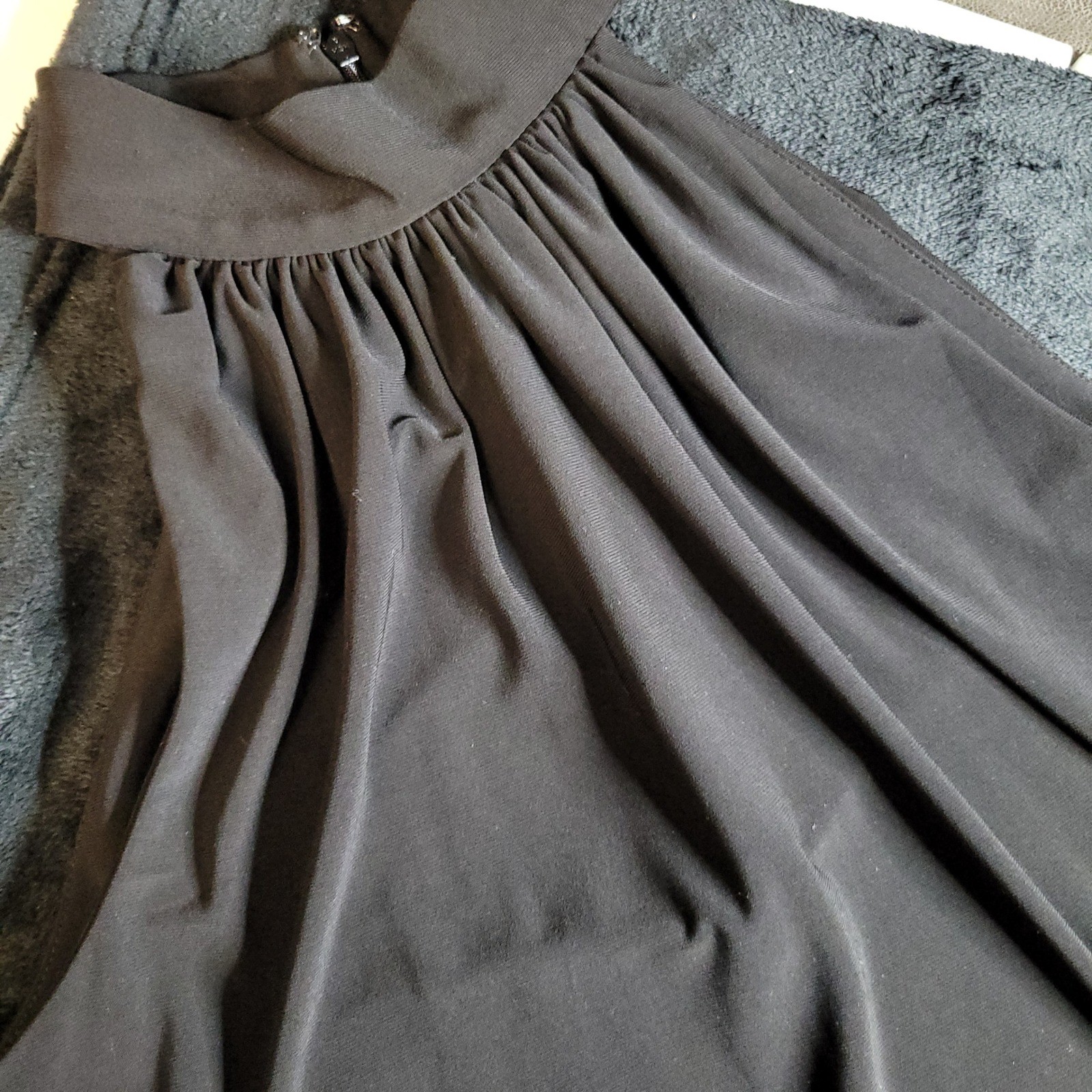 Lauren Ralph Lauren Black Sleeveless Mock Neck Gathered Dress Size 8