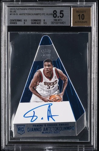 2013 PANINI PREFERRED CHOICE BLUE SIG GIANNIS ANTETOKOUNMPO /49 BGS 8.5 AUTO 10