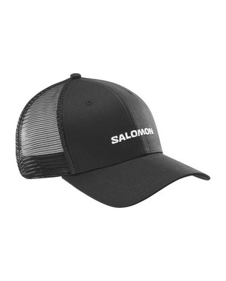 Salomon Logo Trucker Cap L/XL tiefschwarz Mesh Baseballmütze Unisex neu mit Etikett UVP £35