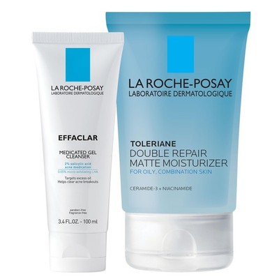 La RochePosay Acne Skin Care Set, Toleriane Double Repair Matte Moisturizer 7...