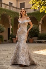 Rickie Freeman For Teri Jon New Jacquard Off The Shoulder Gown Size 2