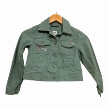 Gap Kids Olive Green Button-Up Utility Jacket Size Small 6-7 Girls GRL PWR