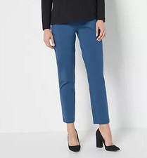 Susan Graver Weekend Regular Premium Stretch Slim Leg Pant Deep Lake XXS