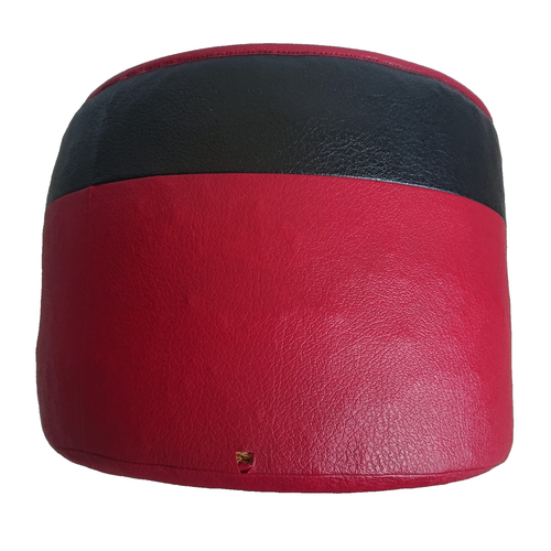 Vintage footstool pouffe - black & red - Sherborne - Picture 2 of 5