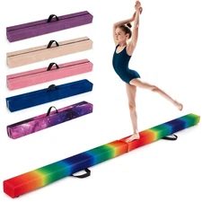 9 FT Folding Gymnastic Beam w/Anti-slip Base, Pine Wood Frame, Carrying Handle