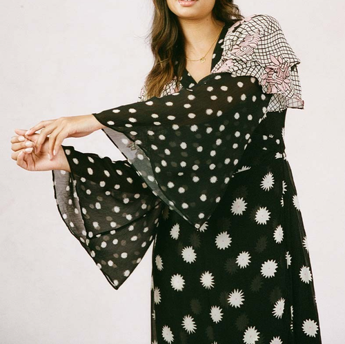 BNWT CELIA BIRTWELL Topshop Pink Multi Floral Daisy Cape Sleeve Wrap Dress UK 12 - Picture 18 of 20