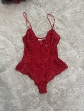 NWT Vtg. Y2K Victoria  s Secret Red velvet Teddy Lingerie Lace S