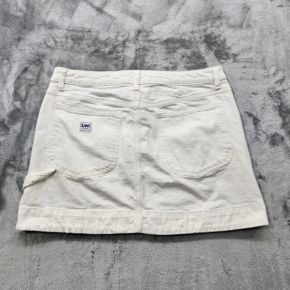 Lee 裙女式 14 白色经典传统工作服牛仔高腰迷你休闲 — 第 3/4 张图片
