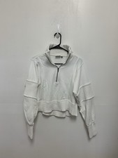 Daily Practice by Anthropologie Mock-Neck Half-Zip Pullover White XXS