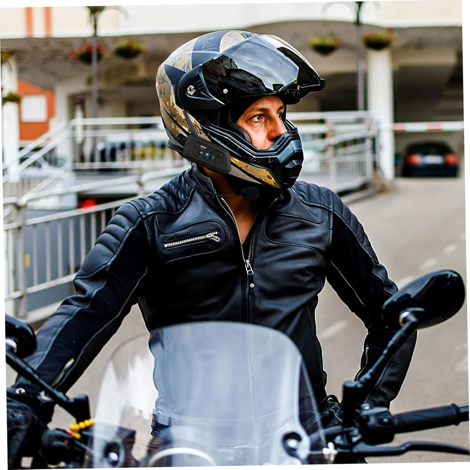 Pacote com 2 fones de ouvido interfone Bluetooth capacete de motocicleta V6 1200m 6 pilotos FM - Imagem 4 de 4