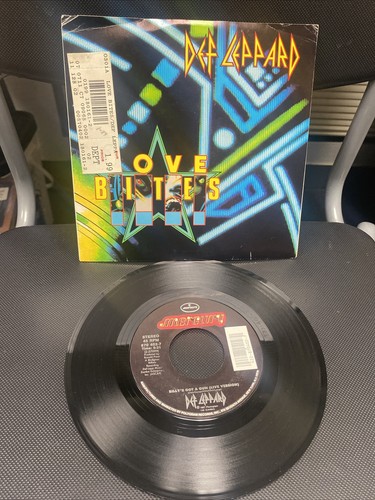 Def Leppard "Love Bites" "Billy's Got A Gun" 45 Tested Vg Picture Sleeve Worn - Picture 2 of 3
