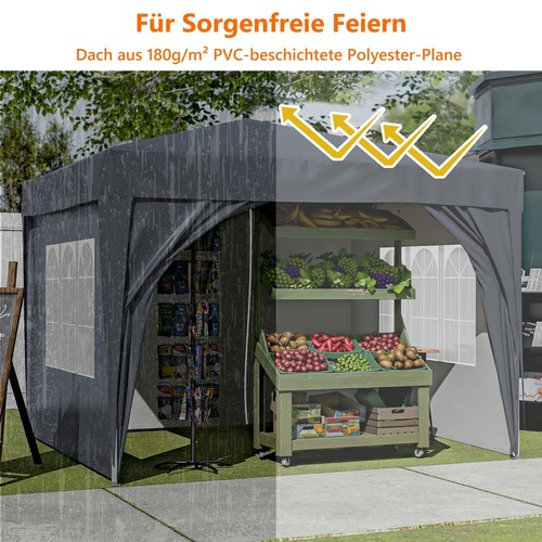 3x3m Faltpavillon Seitenwänden Gartenpavillon Gartenzelt Partyzelt Gewerbezelt - Bild 8 von 16
