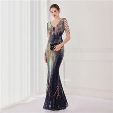 Luxury Evening Dress Long Women Elegant V Neck Formal Party Maxi Dress Prom Gown