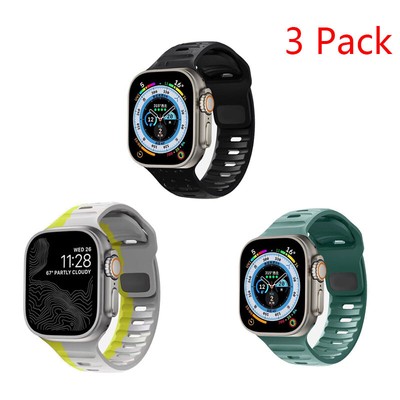 3 Pack Silicone Sport Strap Band For Apple Watch Series Ultra 2 9 8 7 SE 6 49mm