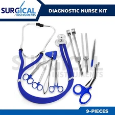 9 Pcs Diagnostic Nurse Set Kit Ideal for EMT, Nursing, EMS, & Students ( Blue )
