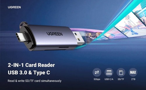 Ugreen 2-in-1 USB-C + USB 3.0 TF/SD Card Reader OTG Memory Card Adapter 50706 - Picture 18 of 23