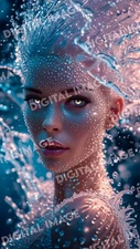 Surreal Water Woman Digital Art – Hyperrealistic Fantasy Portrait Wall Print