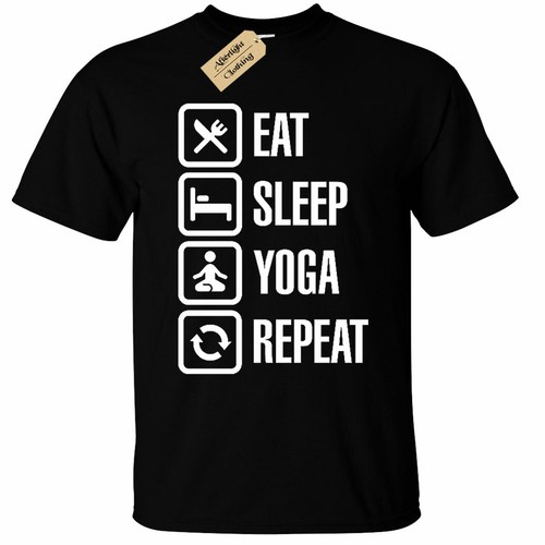 KIDS BOYS GIRLS Eat Sleep YOGA Repeat T-Shirt funny gift gym - Photo 3 sur 8