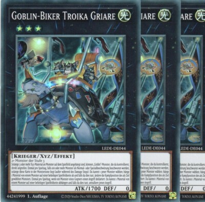 yugioh 3x Goblin-Biker Troika Griare LEDE-DE044 SUPER 1AUFLAGE DEUTSCH