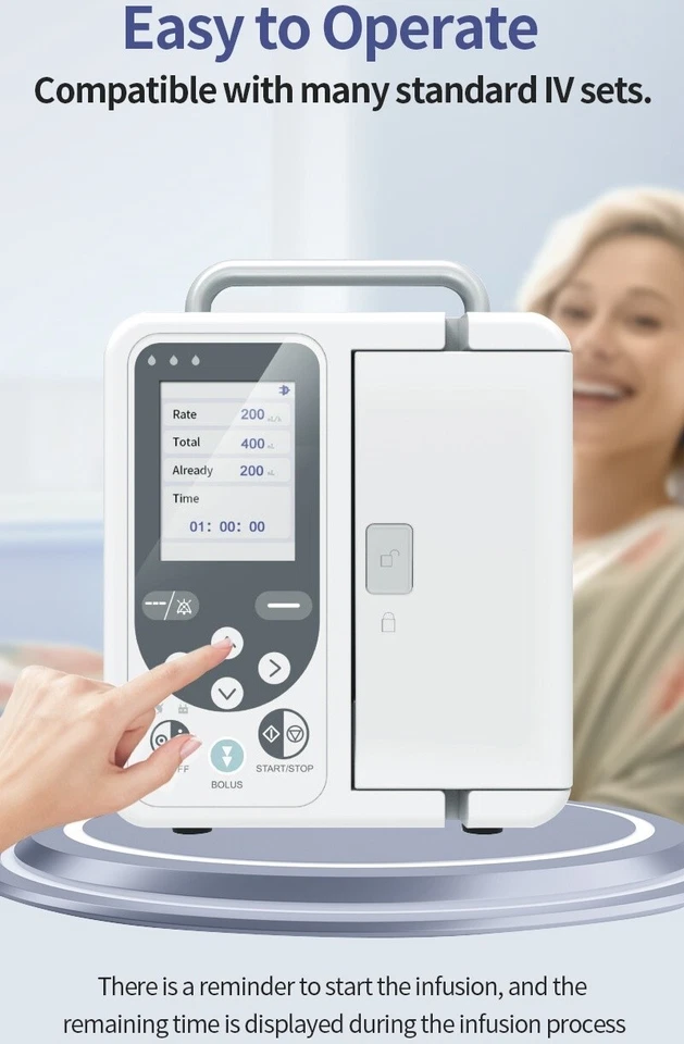 SP750 Bomba de Infusión Alarma en Tiempo Real Pantalla LCD Grande Fluido IV Volumétrico Foto 4 de 4