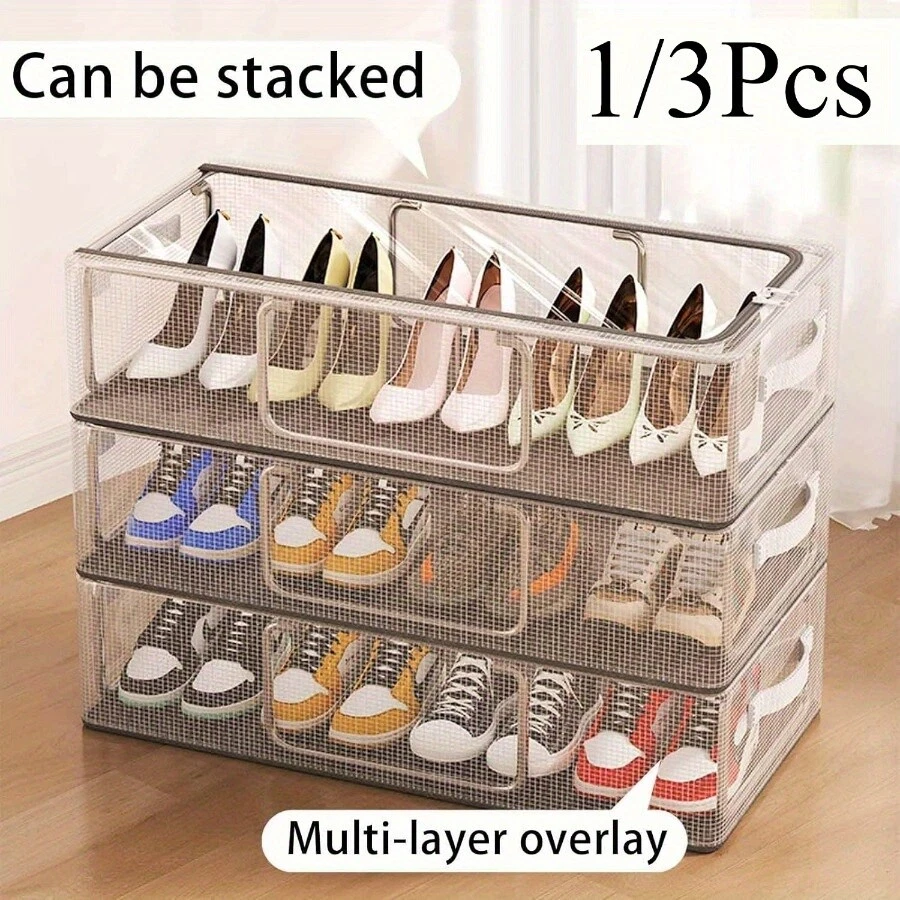 PVC Shoe Storage Box, Waterproof & Foldable Shoe Storage Box, Shoe Organizer - Image 2 of 4