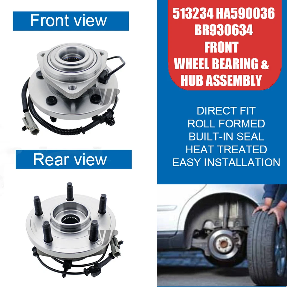 2PCS Front Wheel Bearing Hub for Jeep Commander/Grand Cherokee 513234 HA590036 Foto 2 de 4
